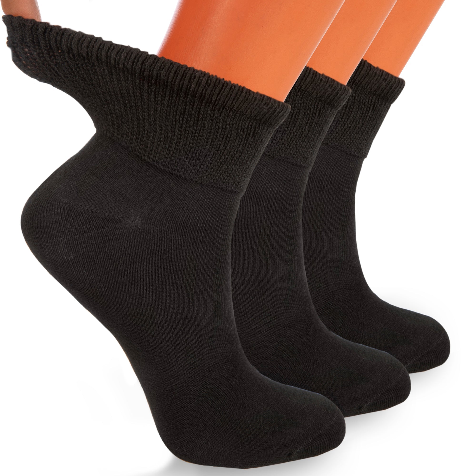Non-Binding Diabetic Ankle Socks – 3 Pair Pack, Moisture-Wicking Cotton (Unisex for Men & Women)