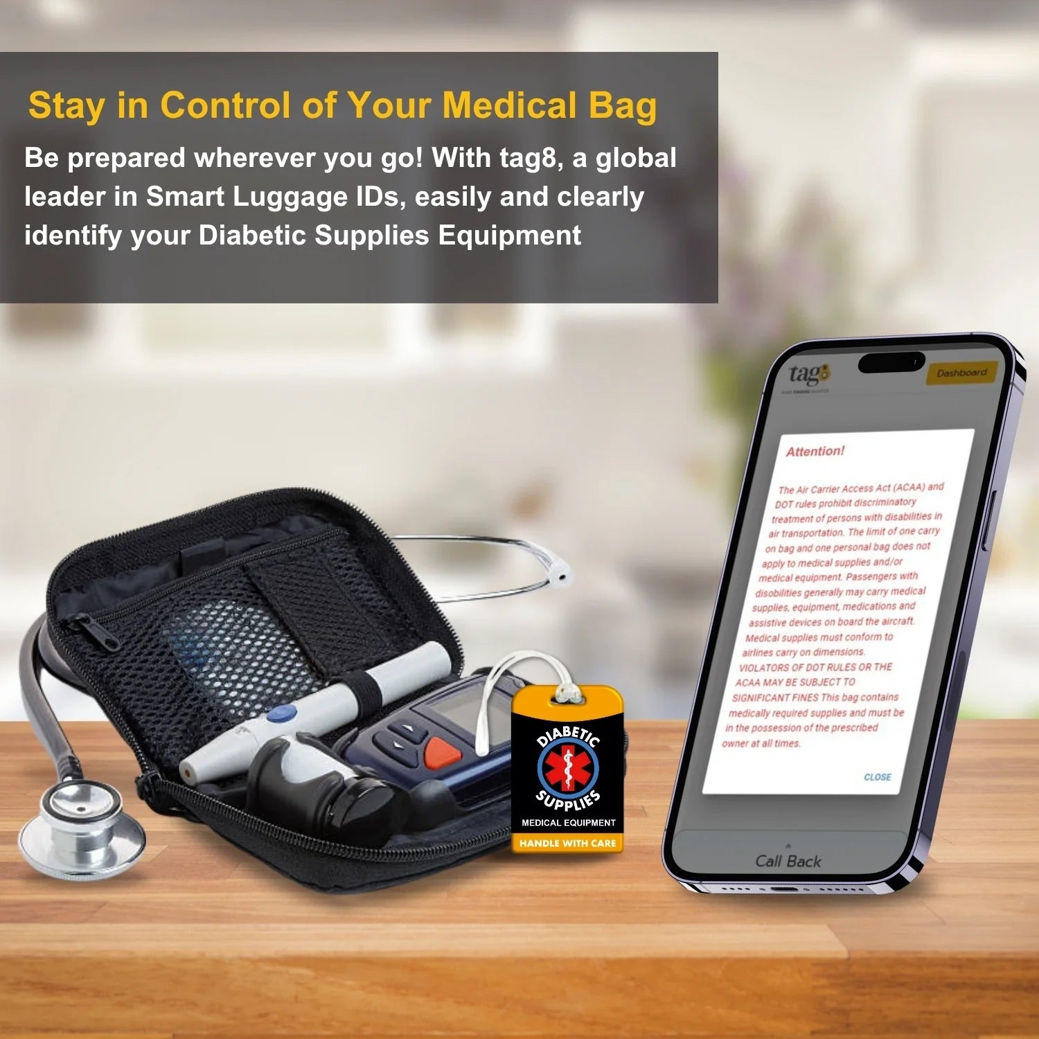 Diabetic Equipment Tag Yellow Color [Pack 2]